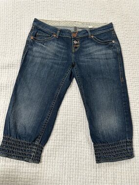 Vintage Y2K DKNY Jeans Low Rise Ruched Capri Pants Button Fly Size 13